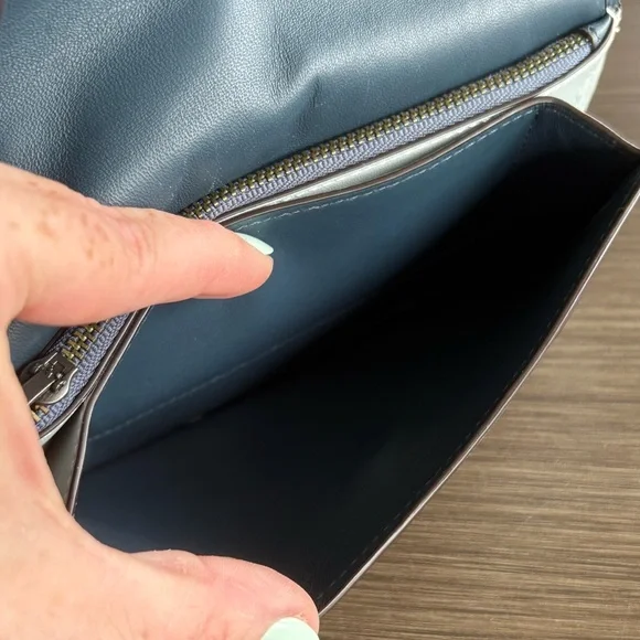 SOLD Coach 1941 Blue Colorblock Clutch Wristlet Glovetanned Gunmetal - Picture 8 of 12